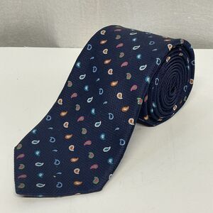 Roundtree & Yorke Trademark Navy Blue Paisley Hand‎ Tailored Silk Necktie